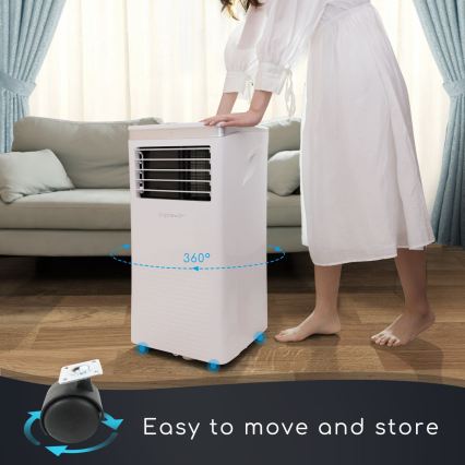 Aigostar - Έξυπνο φορητό κλιματιστικό 3 σε 1 1003W/230V 9000 BTU Wi‑Fi λευκό + τηλεχειριστήριο