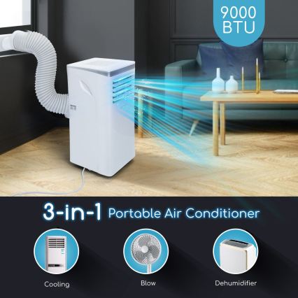Aigostar - Έξυπνο φορητό κλιματιστικό 3 σε 1 1003W/230V 9000 BTU Wi‑Fi λευκό + τηλεχειριστήριο