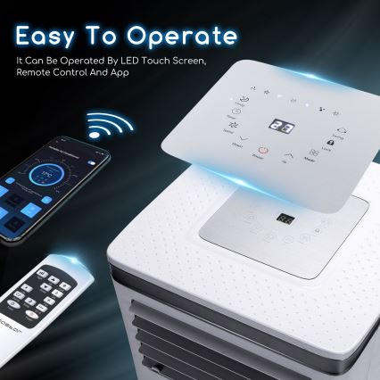 Aigostar - Έξυπνο φορητό κλιματιστικό 3 σε 1 1003W/230V 9000 BTU Wi‑Fi λευκό + τηλεχειριστήριο