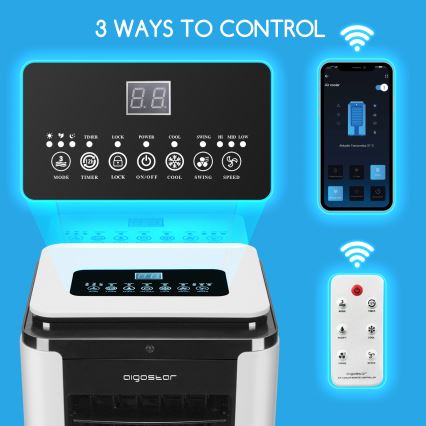 Aigostar - Έξυπνο κλιματιστικό air cooler 75W/230V Wi-Fi +  τηλεχειριστήριο