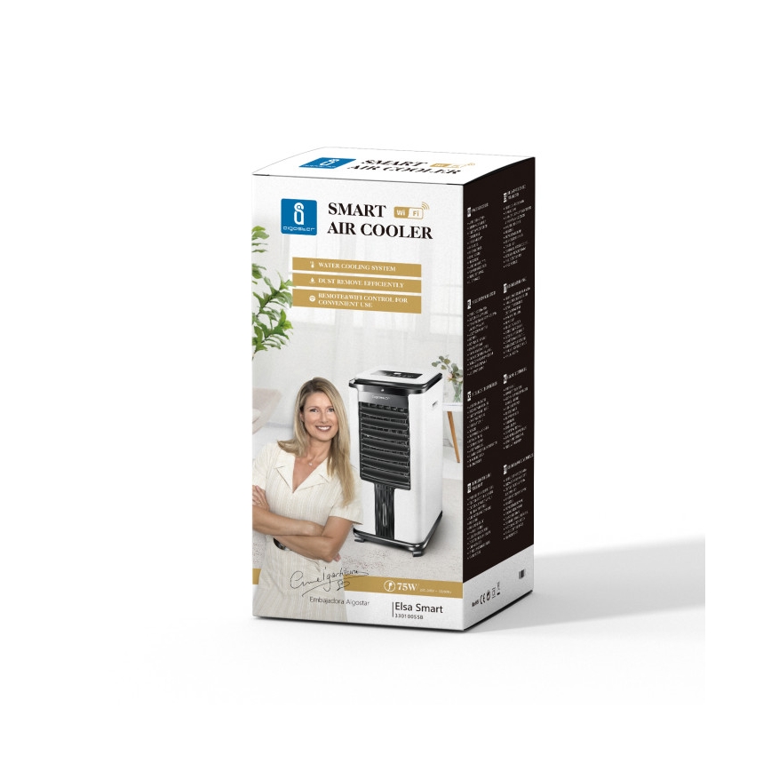 Aigostar - Έξυπνο κλιματιστικό air cooler 75W/230V Wi-Fi +  τηλεχειριστήριο