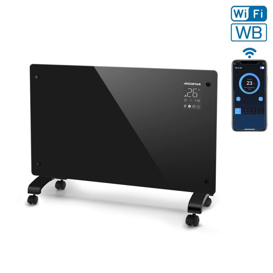 Aigostar - Έξυπνος ηλεκτρικός θερμαντήρας/κονβέκτορας με οθόνη LCD ECO/1000/2000W Wi-Fi