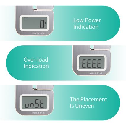 Aigostar - Αναδιπλούμενη ζυγαριά κουζίνας 5kg ματ χρώμιο