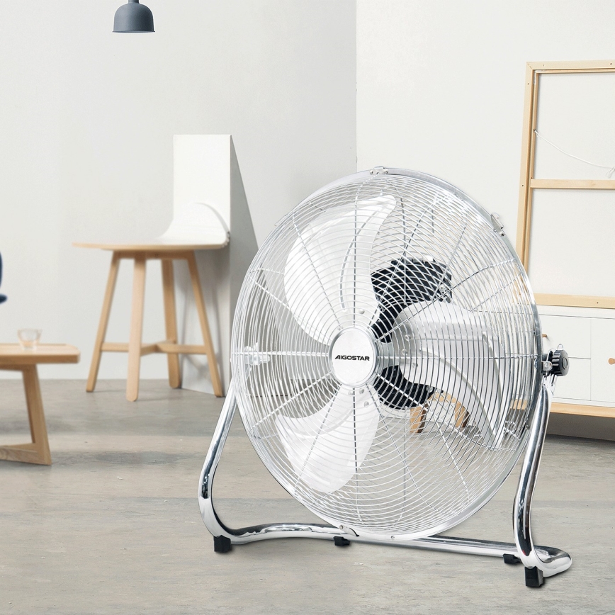 Aigostar - Ανεμιστήρας δαπέδου 100W/230V γυαλιστερό χρώμιο