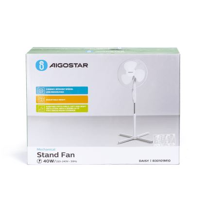 Aigostar - Ανεμιστήρας Ορθοστάτης 45W/230V 125 cm λευκό