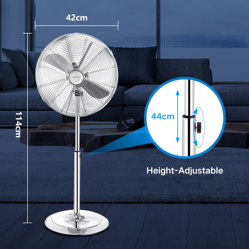Aigostar - Ανεμιστήρας Ορθοστάτης 50W/230V 44,8 cm γυαλιστερό χρώμιο