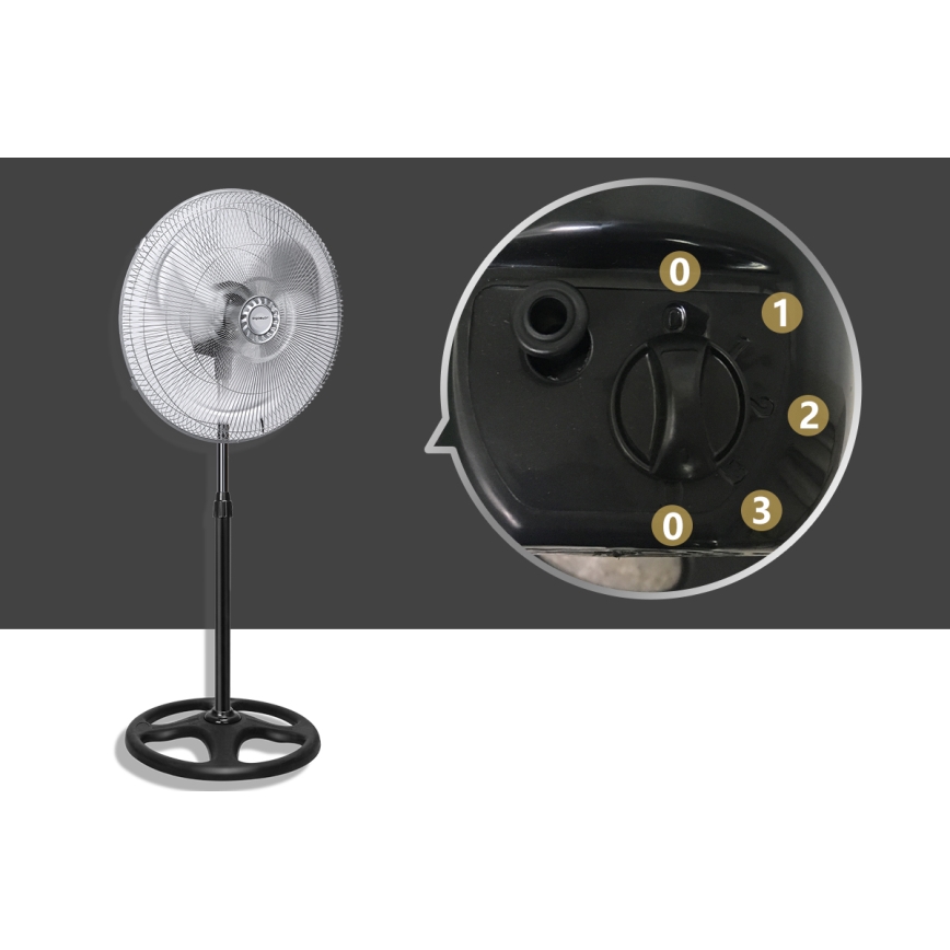 Aigostar - Ανεμιστήρας Ορθοστάτης 55W/230V γυαλιστερό χρώμιο/μαύρο