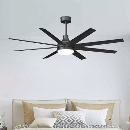 Aigostar - Ανεμιστήρας οροφής LED Dimmable LED/24W/230V 2700-6500K 165cm μαύρο + τηλεχειριστήριο
