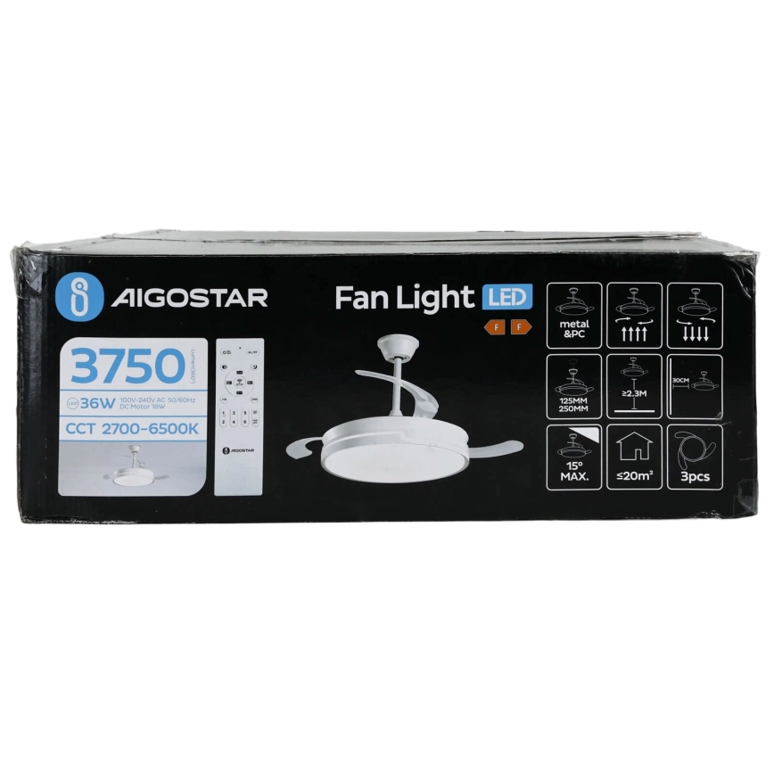 Aigostar - Ανεμιστήρας οροφής LED Dimmable LED/36W/230V 2700-6500K διάμετρος 107 cm + τηλεχειριστήριο λευκό