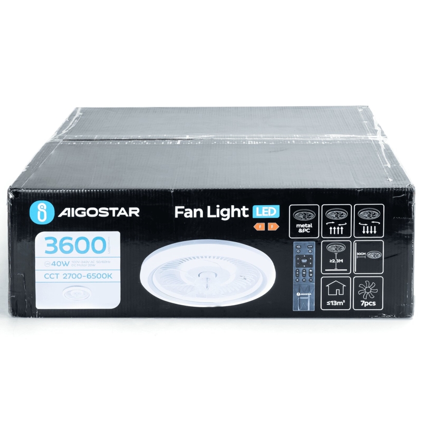 Aigostar - Ανεμιστήρας οροφής LED Dimmable LED/40W/230V 2700/4000/6500K διάμετρος 50 cm + τηλεχειριστήριο λευκό
