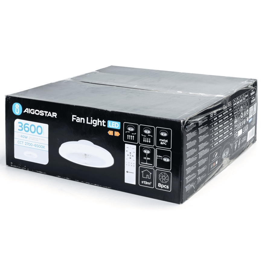 Aigostar - Ανεμιστήρας οροφής LED Dimmable LED/40W/230V 2700-6500K διάμετρος 48 cm + τηλεχειριστήριο λευκό