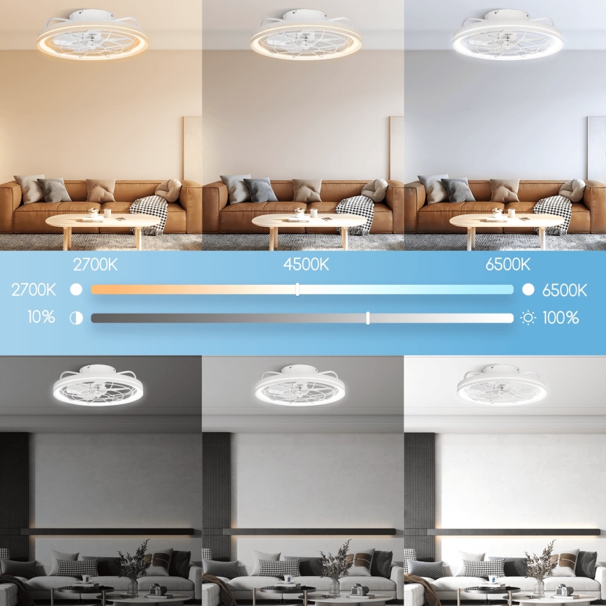 Aigostar - Ανεμιστήρας οροφής LED Dimmable LED/40W/230V 2700-6500K διάμετρος 48 cm + τηλεχειριστήριο λευκό
