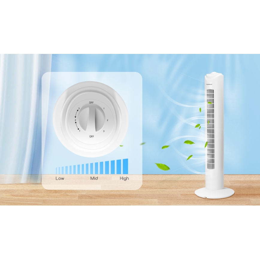 Aigostar - Ανεμιστήρας πύργος 45W/230V λευκό