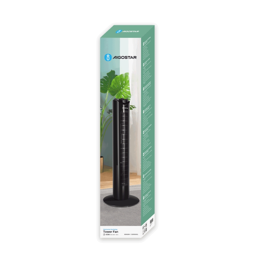 Aigostar - Ανεμιστήρας Πύργος 45W/230V μαύρο
