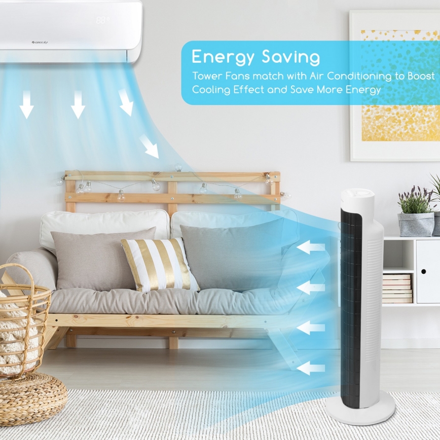 Aigostar - Ανεμιστήρας Πύργος 45W/230V μαύρο/λευκό