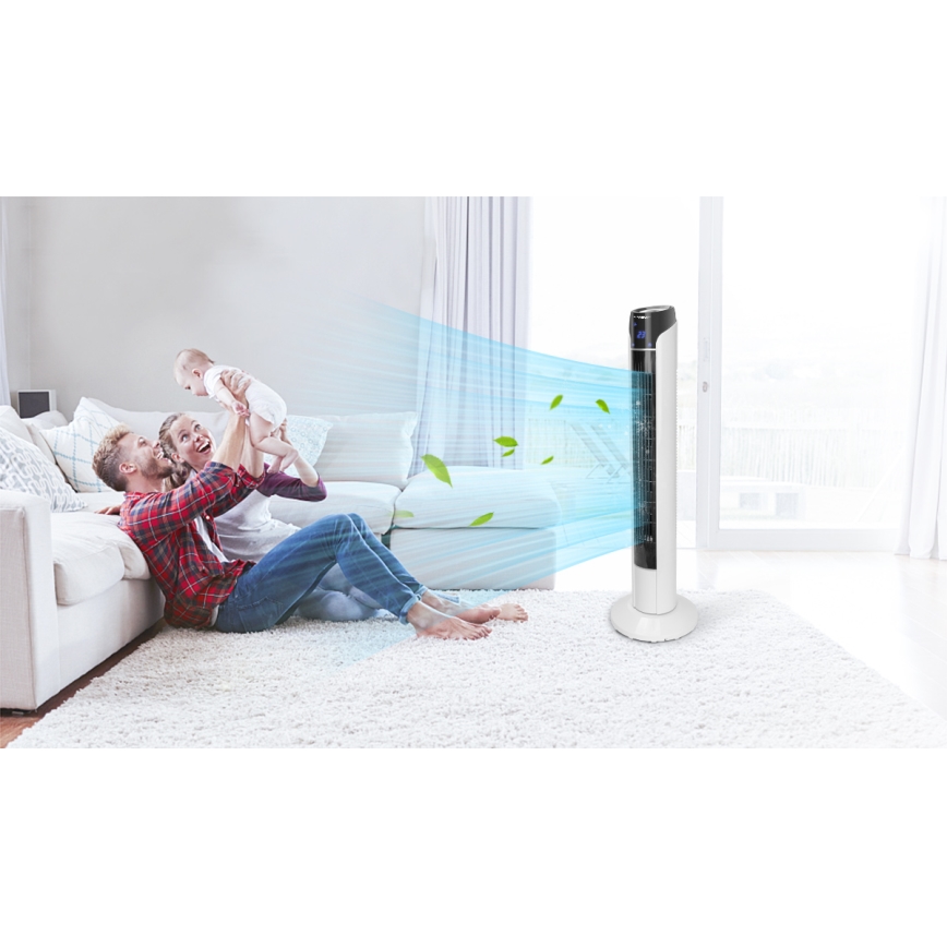 Aigostar - Ανεμιστήρας πύργος 50W/230V μαύρο/λευκό + τηλεχειριστήριο