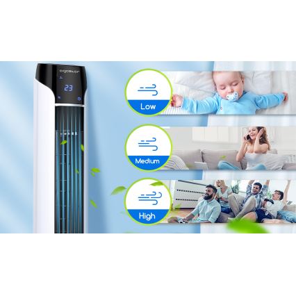 Aigostar - Ανεμιστήρας πύργος 50W/230V μαύρο/λευκό + τηλεχειριστήριο