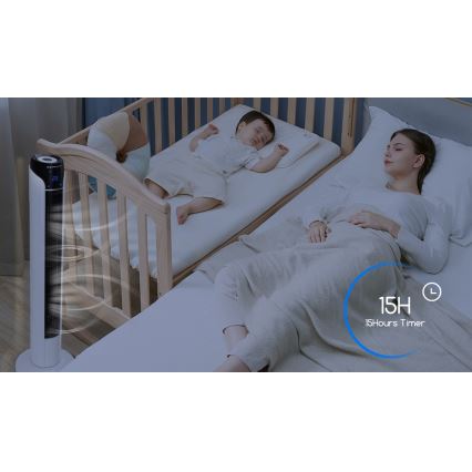 Aigostar - Ανεμιστήρας πύργος 50W/230V μαύρο/λευκό + τηλεχειριστήριο