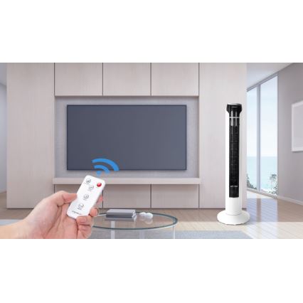 Aigostar - Ανεμιστήρας πύργος 50W/230V μαύρο/λευκό + τηλεχειριστήριο
