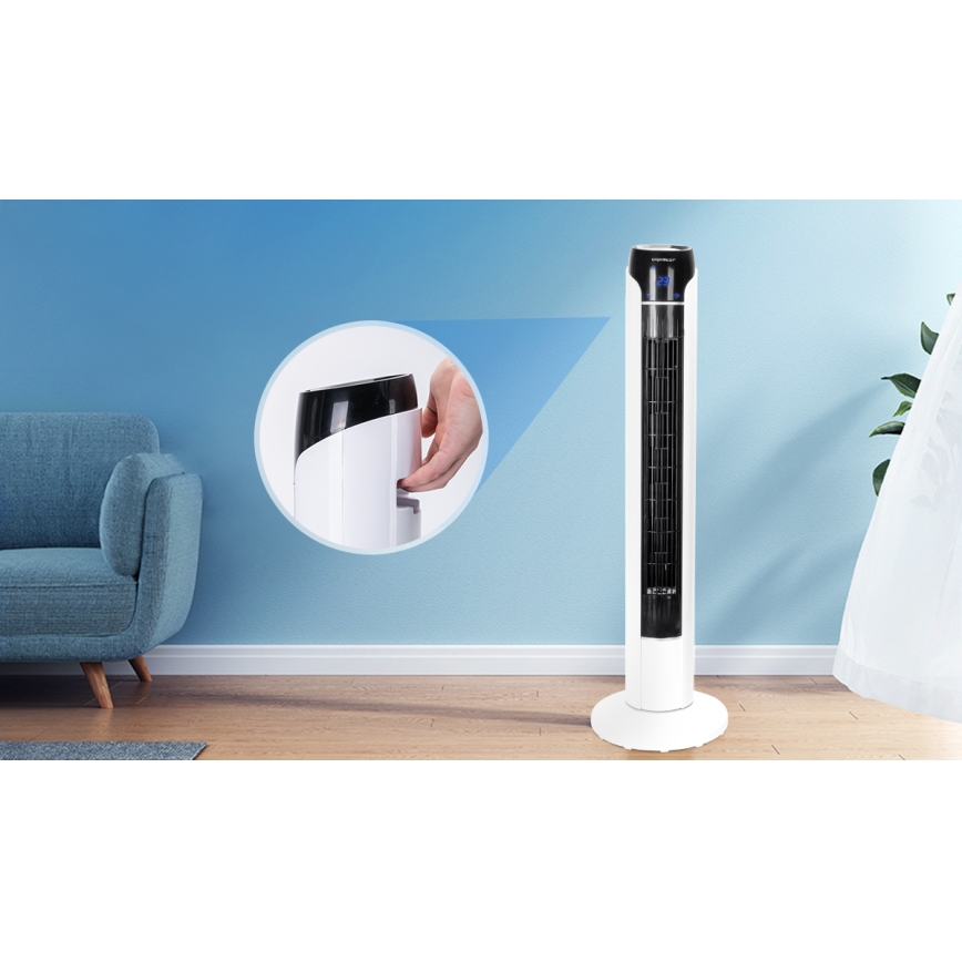 Aigostar - Ανεμιστήρας πύργος 50W/230V μαύρο/λευκό + τηλεχειριστήριο