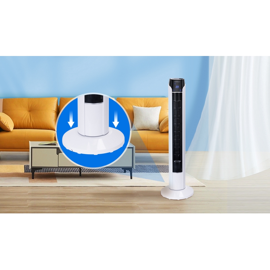 Aigostar - Ανεμιστήρας πύργος 50W/230V μαύρο/λευκό + τηλεχειριστήριο