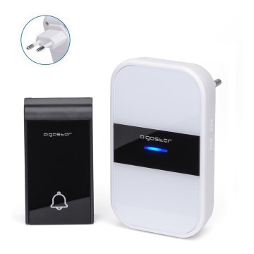 Aigostar - Ασύρματη κουδούνι πρίζας 230V/12V IP44 λευκό/μαύρο