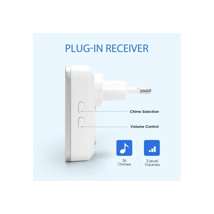 Aigostar - Ασύρματο κουδούνι 230V λευκό
