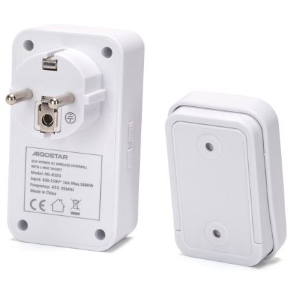 Aigostar - Ασύρματο κουδούνι πόρτας 1Z 230V IPX4 λευκό
