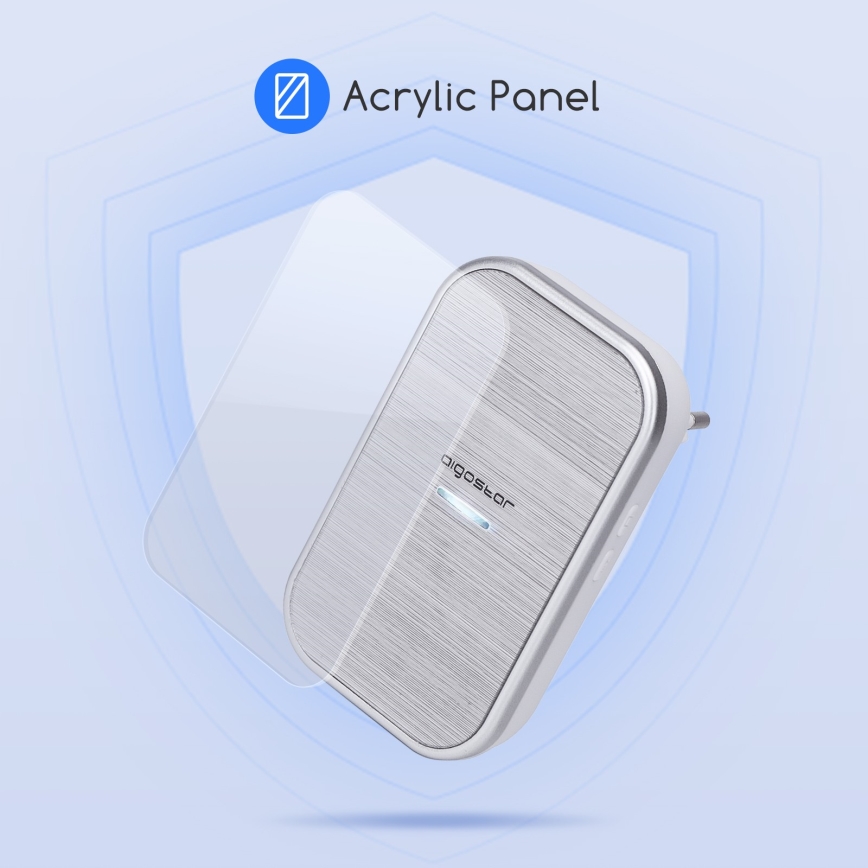 Aigostar - Ασύρματο κουδούνι πόρτας 230V/12V IP44 ασημί
