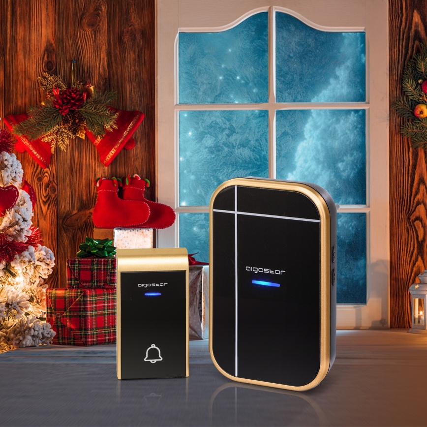 Aigostar - Ασύρματο κουδούνι πόρτας 230V/12V IP44 μαύρο