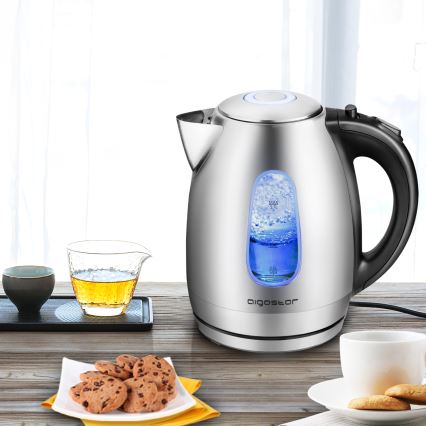 Aigostar - Βραστήρας 1,7 l 2200W/230V ματ χρώμιο/μαύρο