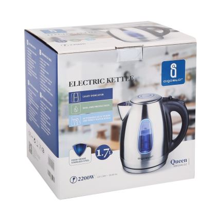 Aigostar - Βραστήρας 1,7 l 2200W/230V ματ χρώμιο/μαύρο