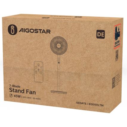 Aigostar - Βάση ανεμιστήρα 45W/230V λευκό + τηλεχειριστήριο
