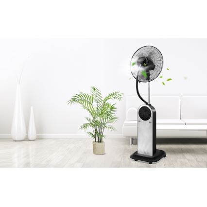 Aigostar - Βάση ανεμιστήρα με ένα mist effect 95W/230V μαύρο/γκρι + τηλεχειριστήριο