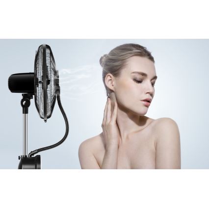 Aigostar - Βάση ανεμιστήρα με ένα mist effect 95W/230V μαύρο/γκρι + τηλεχειριστήριο