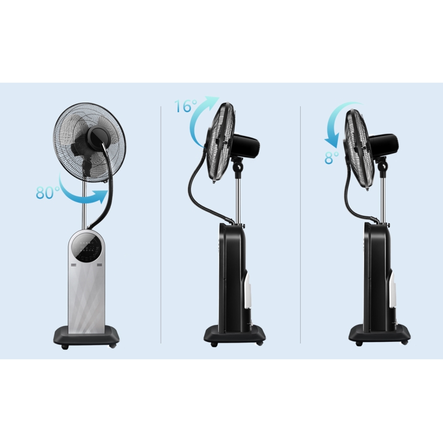 Aigostar - Βάση ανεμιστήρα με ένα mist effect 95W/230V μαύρο/γκρι + τηλεχειριστήριο