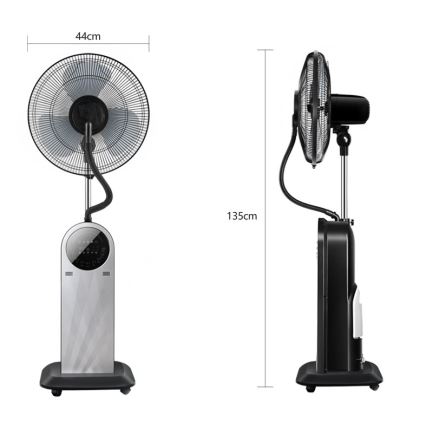Aigostar - Βάση ανεμιστήρα με ένα mist effect 95W/230V μαύρο/γκρι + τηλεχειριστήριο
