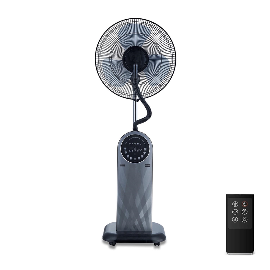 Aigostar - Βάση ανεμιστήρα με ένα mist effect 95W/230V μαύρο/γκρι + τηλεχειριστήριο