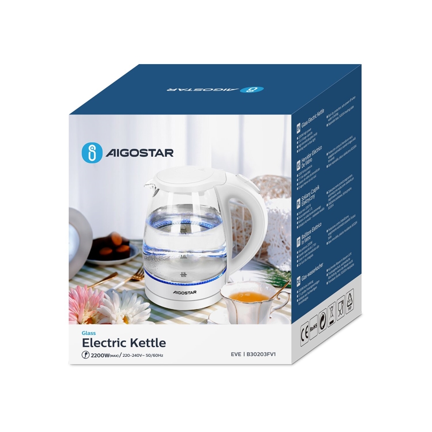Aigostar - Βραστήρας 1,7l 2200W/230V λευκό