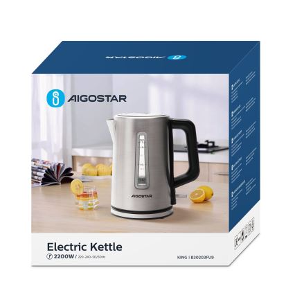 Aigostar - Βραστήρας 1,7l 2200W/230V ματ χρώμιο