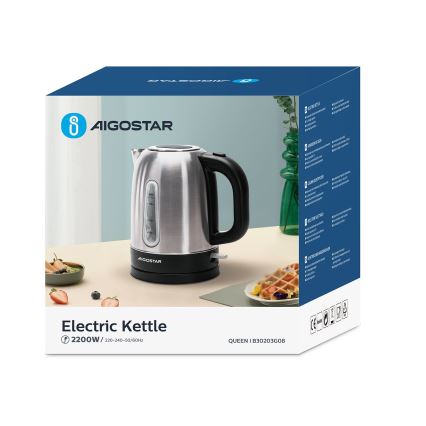 Aigostar - Βραστήρας 1,7l 2200W/230V ματ χρώμιο