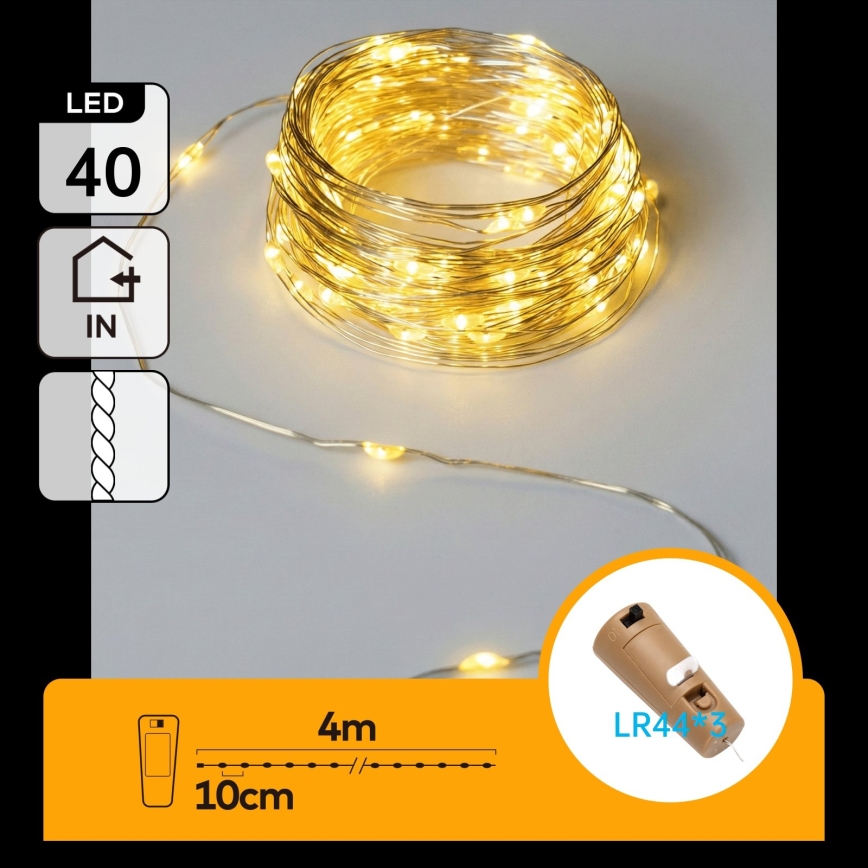 Aigostar - Διακοσμητική γιρλάντα LED με φελλό για μπουκάλι 40xLED/3xLR44 4m θερμό λευκό