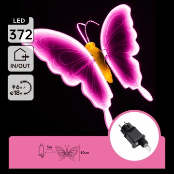 Aigostar - Διακοσμητικό LED για εξωτερικούς χώρους 372xLED 60 cm IP44 πεταλούδα/ροζ