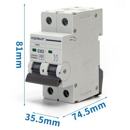 Aigostar - Διφασικός αυτόματος διακόπτης 2P-63A-C 230-400V