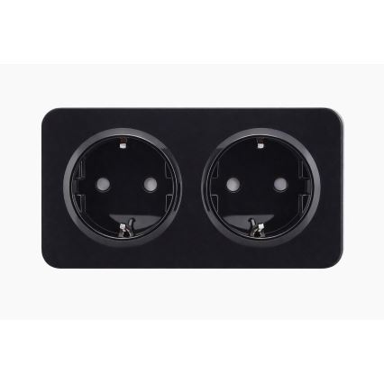 Aigostar - Διπλή οικιακή πρίζα SCHUKO με πλαίσιο 250V/16A, μαύρη