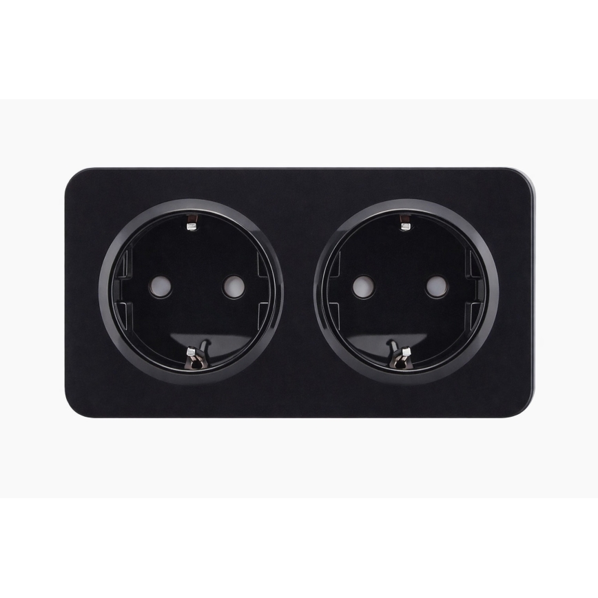 Aigostar - Διπλή οικιακή πρίζα SCHUKO με πλαίσιο 250V/16A, μαύρη