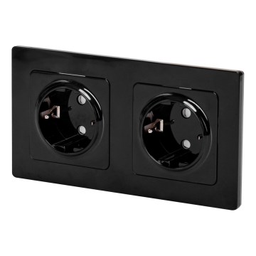 Aigostar - Διπλή οικιακή πρίζα με πλαίσιο SCHUKO 230V/16A μαύρη