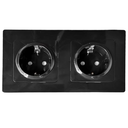 Aigostar - Διπλή οικιακή πρίζα με πλαίσιο SCHUKO 230V/16A μαύρη