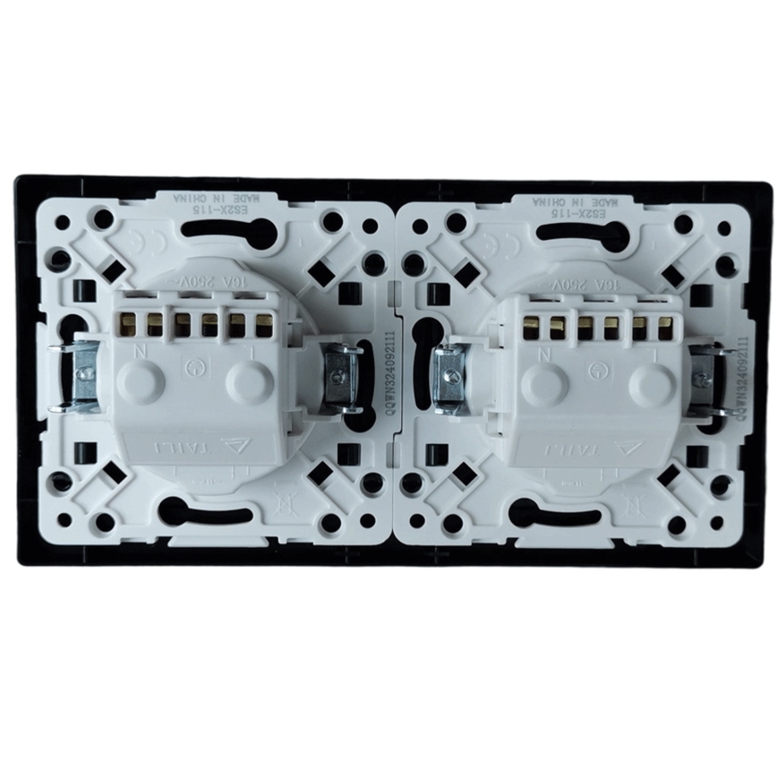 Aigostar - Διπλή οικιακή πρίζα με πλαίσιο SCHUKO 230V/16A μαύρη