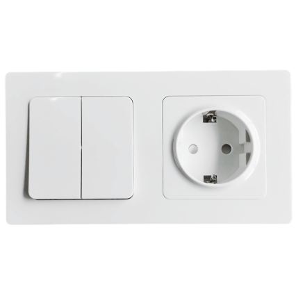 Aigostar - Διπλός διακόπτης αρ. 1 και πρίζα SCHUKO 250V με λευκό πλαίσιο